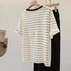 Sybill She Women's 2026 Summer Striped Round Neck Short Sleeve T-Shirt