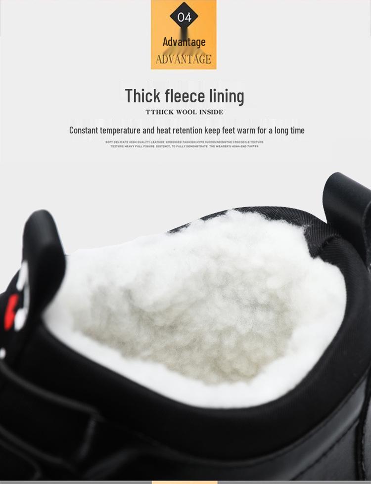 Men's Trendy Plush-Lined Winter Lace-up Snow Boots - Warm, Stylish British Style Leather Shoes