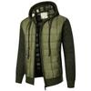 Men's Hooded Plush Plaid Knitting Drawstring Coat Sweater  Warm Solid Color Jackets Tops