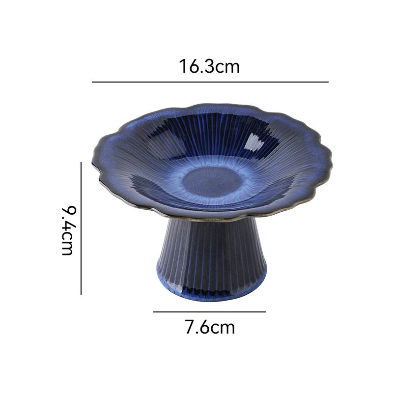 6 Inches Chinese Vintage Ceramic Goblet Creative Flower Shape Fruit Dessert Salad Nut Candy Storage Plate Home Kitchen Tableware