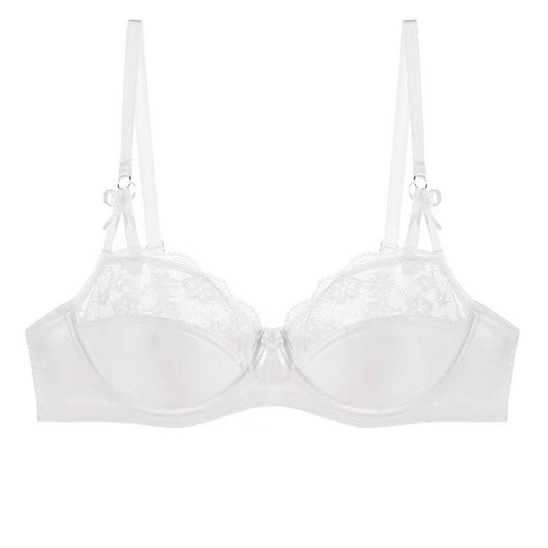 Sexy Französisches Sternzeichen Jahr Rotes Spitzen-Dünnbaumwoll-BH-Set, Brustminimierer Anti-Hänge-Vollbrust Damen-Dessous-Set