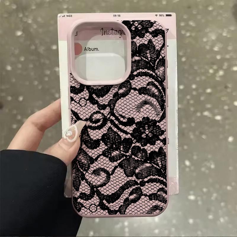 Sexy Lace Pattern Phone Case For IPhone 17 17Air 16 15 14 Plus 13 12 11 17 Pro Max 16 Plus Silicone Bumper Cover Case Funda