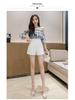 Summer 2024 Women's Black A-line High Waisted Wide Leg Suit Shorts - Korean Style