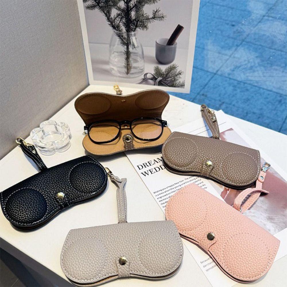 PU Leather Sunglasses Pouch with Keyring SunGlasses Holder Hanging Sunglasses  Eyewear Accessories
