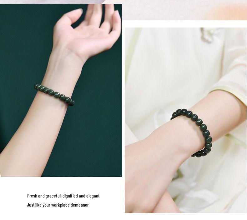 First Grade Xinjiang Hetian Jade Qingyu Bracelet: Handmade Beaded Ancient Style for Men and Women