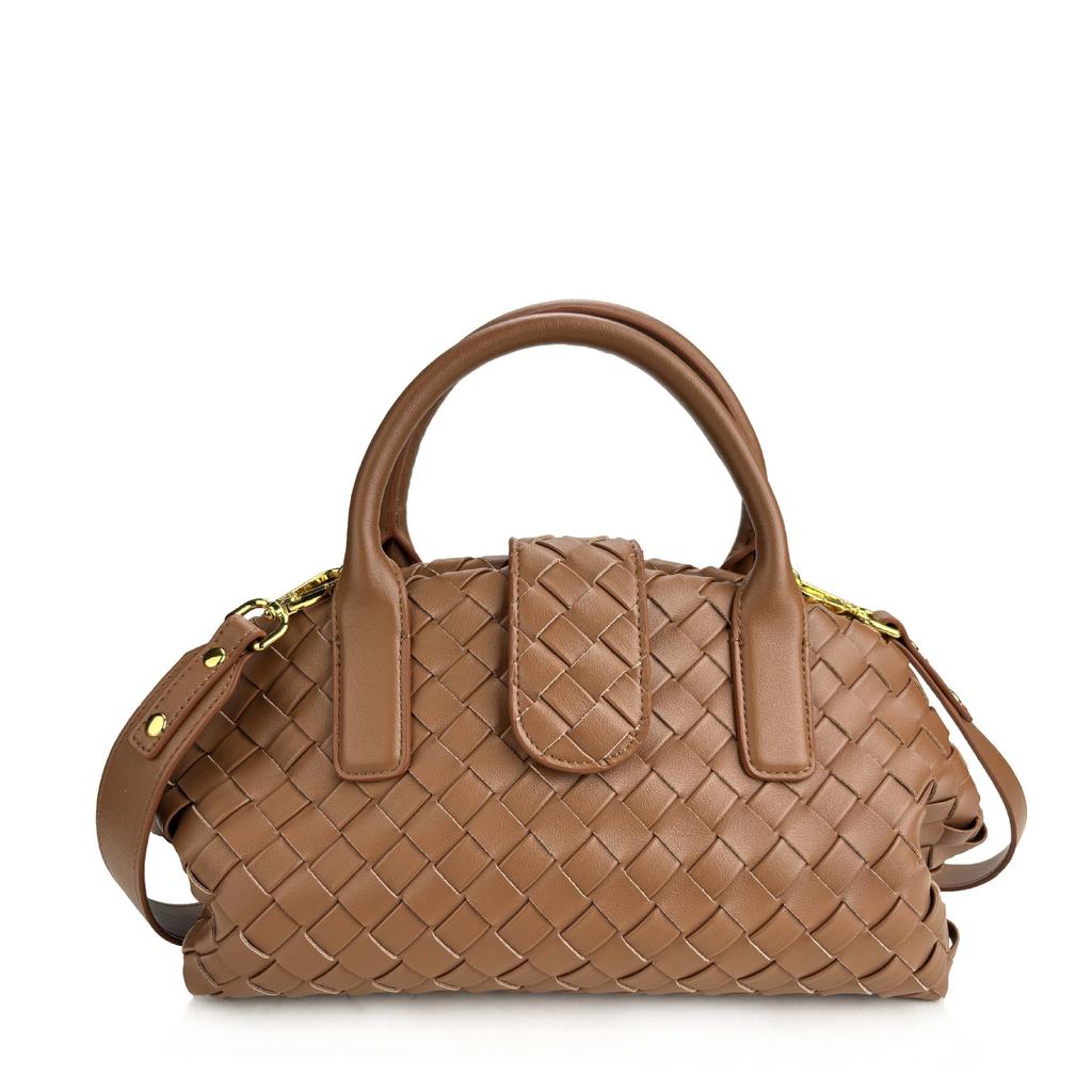 New Handheld Cloud Woven Bag With Advanced Texture Boston Single Shoulder Magnetic Buckle Crossbody Bag For Women