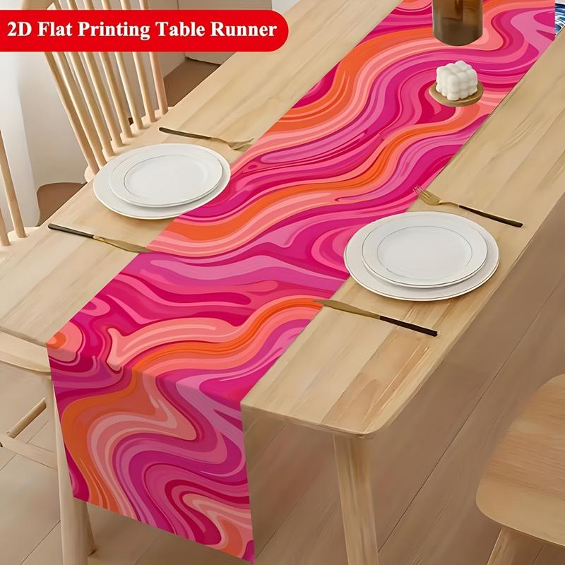 Abstract Art Fluid Wave Table Runner, Modern Home Dining Table Decoration, Party Tabletop Arrangement 40x140cm