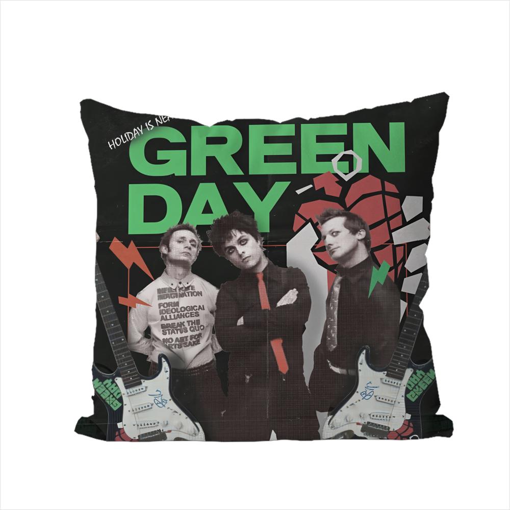 Band Green Day Povlak na polštář do auta na pohovku Dekorační Domácí Oboustranný Tisk Plyšový Čtvercový Polštář Potah