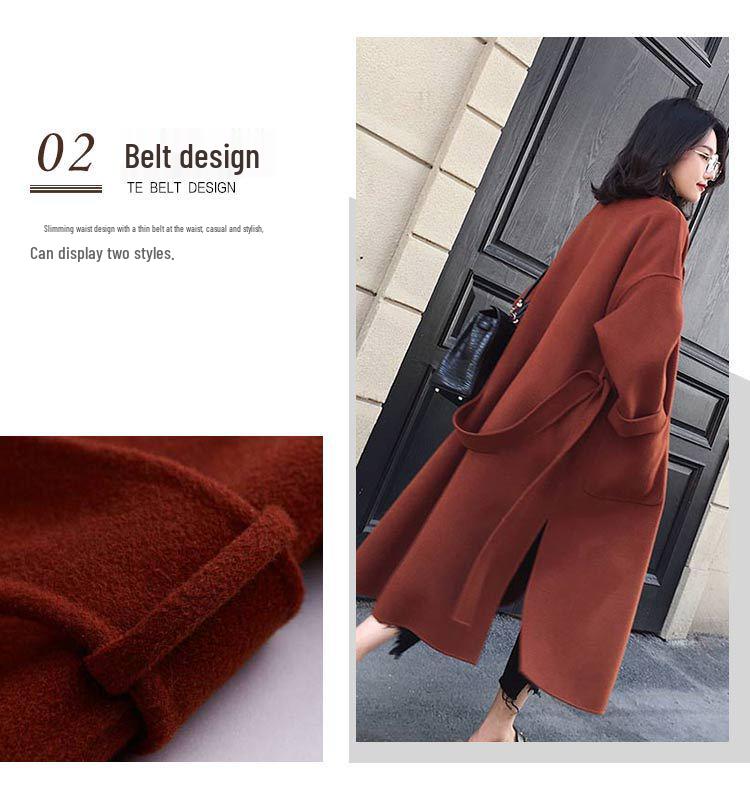 Ullkappa i Hepburn-stil, dubbelsidig - Mellång, bomullsvadderad, förtjockad för höst/vinter 2025, koreanskt mode för kvinnor