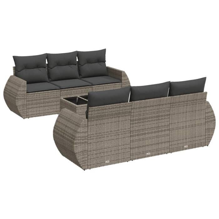 VidaXL Salon de jardin avec coussins 7 pcs gris résine tressée 3253447