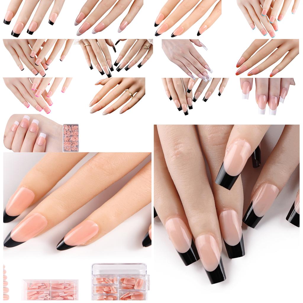 600x Almond False Nails Press On Nail French Tip False Nails Ballerinas Full Cover Stick On Nail Manicures Supplies