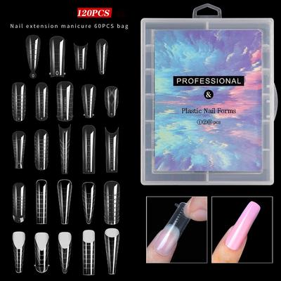 Nagelkunstform, Kristallverlängerung, kein Papierhalter, schnelle Phototherapie-Verlängerung, Nageltabletten, 120 Stück in einer Schachtel