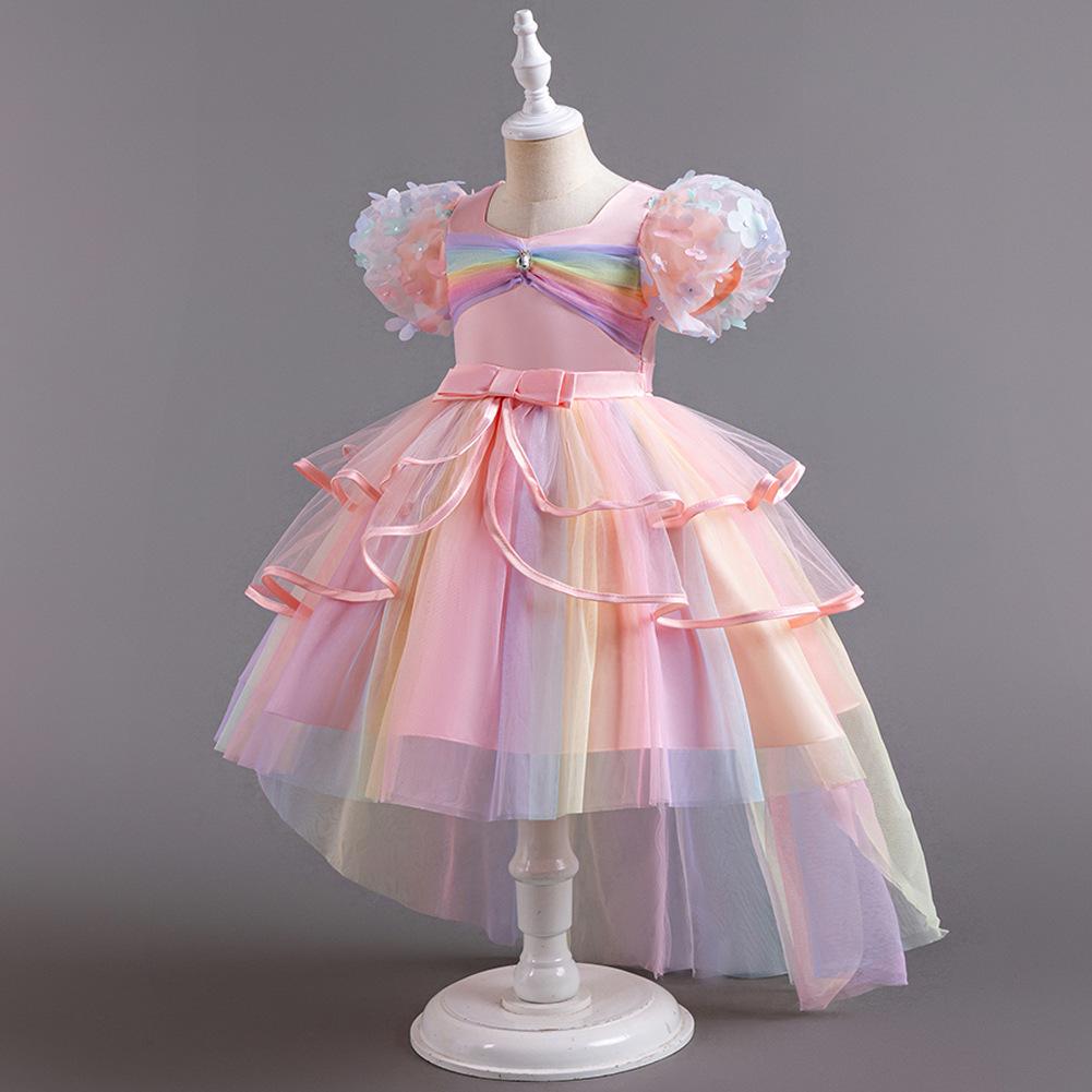 Children's Puffy Gown Dress Rainbow Mesh Tailored Cake Dress Girl's Performance Princess Dress 926 Little Girl's Favourite Dress Dresses