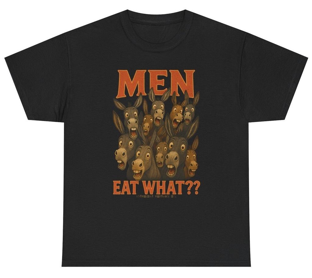 Men Eat What?! Donkey T Shirt Inappropriate Eating Ass Adult Humor Meme Tee