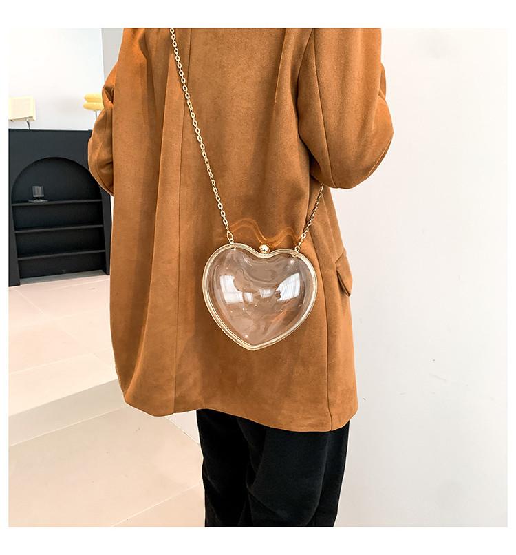 Stylish Transparent Heart Shaped Mini Crossbody Bag With Chain Lock For Women