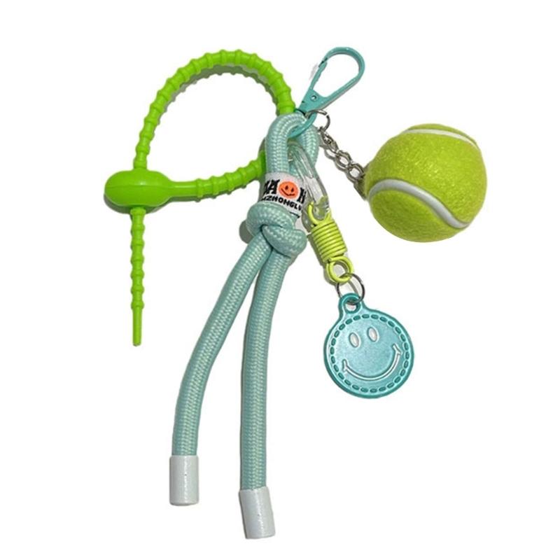 Smile Tennis Keychain For Backpack Decoration And Female Gift With Practical Nylon Rope Bags Pendant Bag Accesories