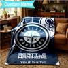 1PC Custom Name Blanket Mariners Team Logo Flannel blankets Patterns Throw Blanket All-Season Soft Gift for Couch, Bed, Camping, Birthday gifts