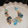 Star Shell Coral Rhinestone Chain Necklace for Women Boho Jewelry Accessories