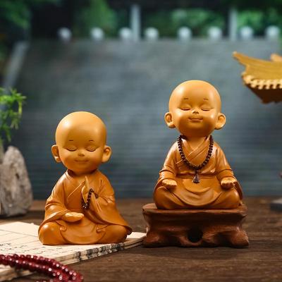 Chinesische Zen-Mönch Harzfigur - Kreative Retro-Desktop-Dekoration