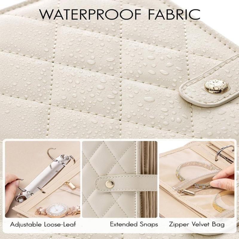 Schmuckaufbewahrungsbuch Wasserdichte Transparente Aufbewahrungsalben für Ohrringe Halsketten Ringe Schreibtisch Schubladen-Organizer