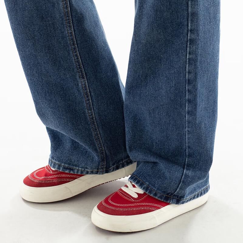 JEANSWEST Women's 2025 Autumn Vintage High-Waist Wide-Leg Loose Jeans