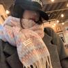 Winter Colorful Plaid Scarf Soft Cashmere Shawl Wrap Elegant Long Tassel Scarves  Women