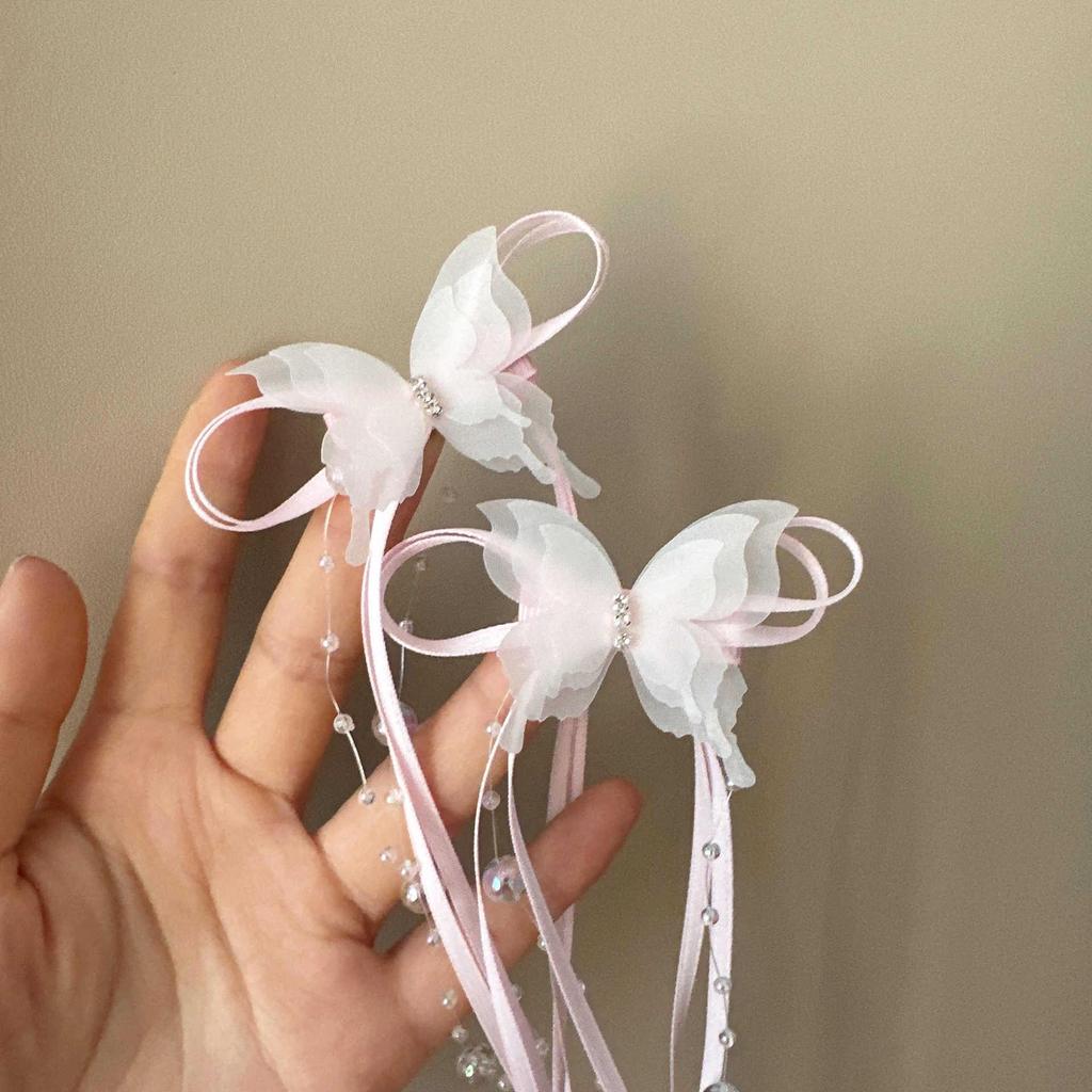 Korean Fairy Ribbon Bow Tassel Hair Clip - Ballet Style