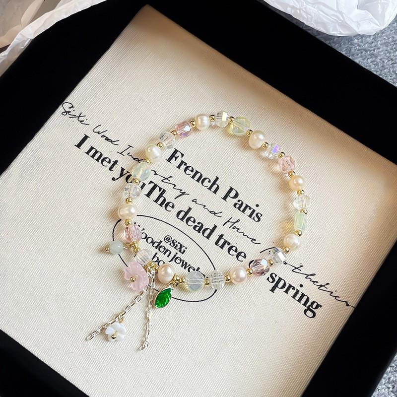 Handmade Natural Stone Crystal Beaded Bracelet Women Minimalist Elegant Jewelry Gift 2025