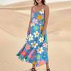 Women's Casual V Neck Floral Print Sleeveless Pocket Suspender Dress
