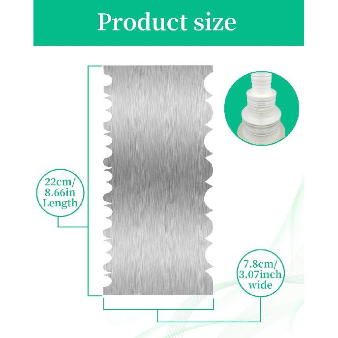 Cake Scraper Smoother Cake Decorating Supplies Kit 8.6 Inch Metal Bench Scraper for Baking Buttercream Smoother Stainless Steel Frosting Cake Comb
