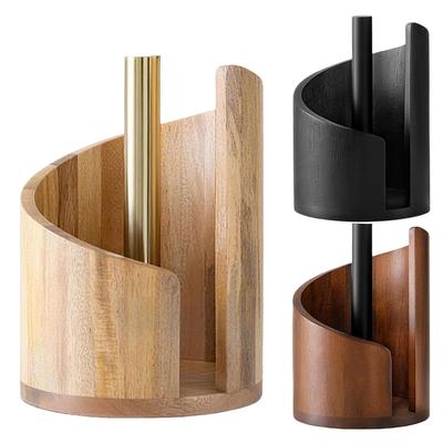 Wooden Paper Towel Dispenser Rack Paper Towel Holder Wooden Round Base Countertop Wood Paper Towel Stand For Bathroom Kitchen