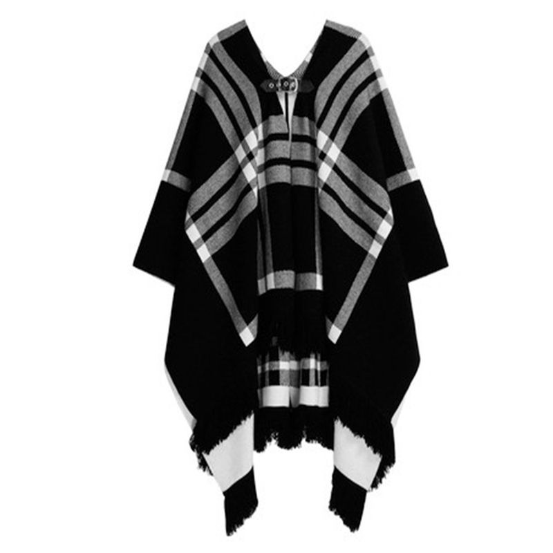

Amazon Double-Sided Wear Shawl Cape Oversize Women s Clothing Black Large average size
