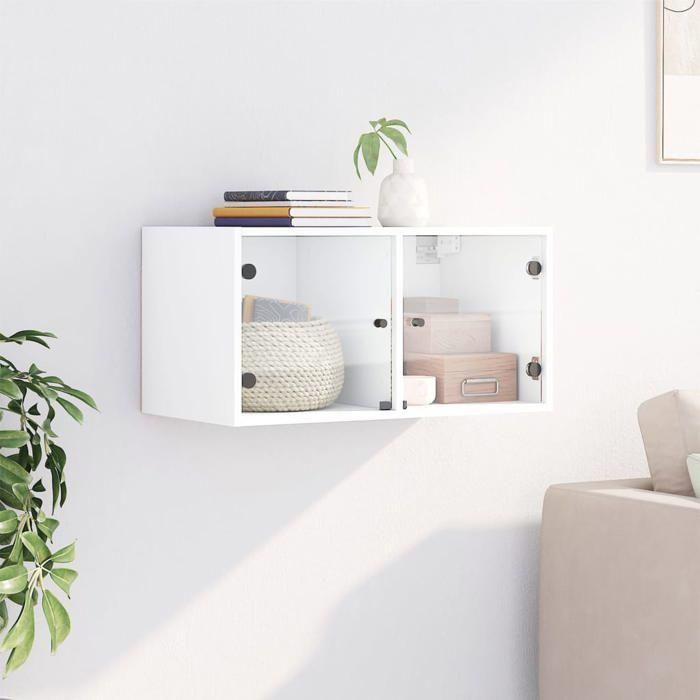 VidaXL Armoire murale avec portes en verre blanc 68,5x37x35 cm 836497