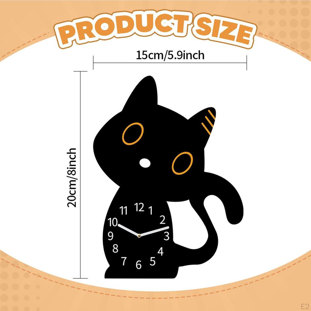 Cat Shape Bedroom Clock Decorative Cartoon Animal Acrylic Silent Modern Art Ornament Suitable