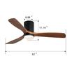 Sofucor 132cm Indoor Ceiling Fan with 3 solid wood blades, silent reversible motor, remote control, including lighting control