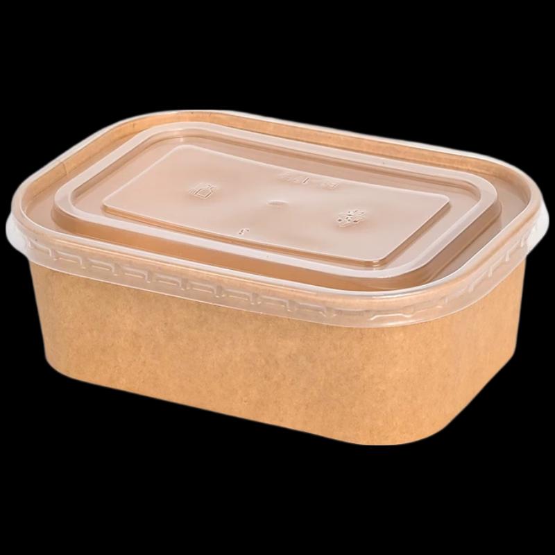 Disposable Kraft Paper Rectangular Lunch Boxes with Lids