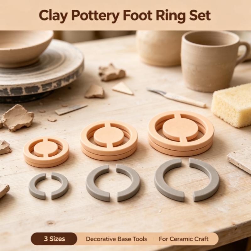 3PCS Pottery Foot Ring Tool Shaping Guide Set 4/6/8cm Ceramic Base Trimming Template Clay Foot Shaper for Mugs Cups Bowls
