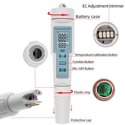 4 In 1 Water Quality Meter PH TDS EC Temp Tester Waterproof PH Meter ATC Water Detector for Pools Drinking Water Aquariums