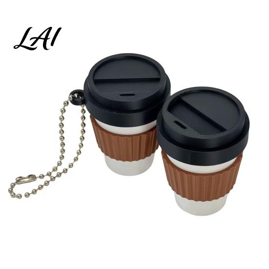 Coffee Cup Shape Clicker 3D Printed Clicker Press Fidget for Finger Stress Relief Backpack Hanging Toy with Ball Chain Relief