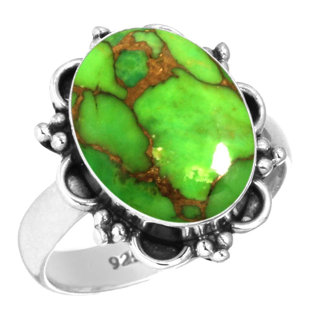 925 Sterling Silver Ring Women Gemstone Handmade Jewelry Valentine's Day Gift Blue Green Purple Copper Turquoise Pearl Lapis Mother Of Pearl Victorian