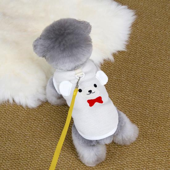 Haustierweste mit Zugring D-Ring Weiches Waffelgewebe Hautfreundliches Material Niedliches Design Kontrastfarbe Hundegeschirr Weste für Kleine Hunde Teddy Bichon