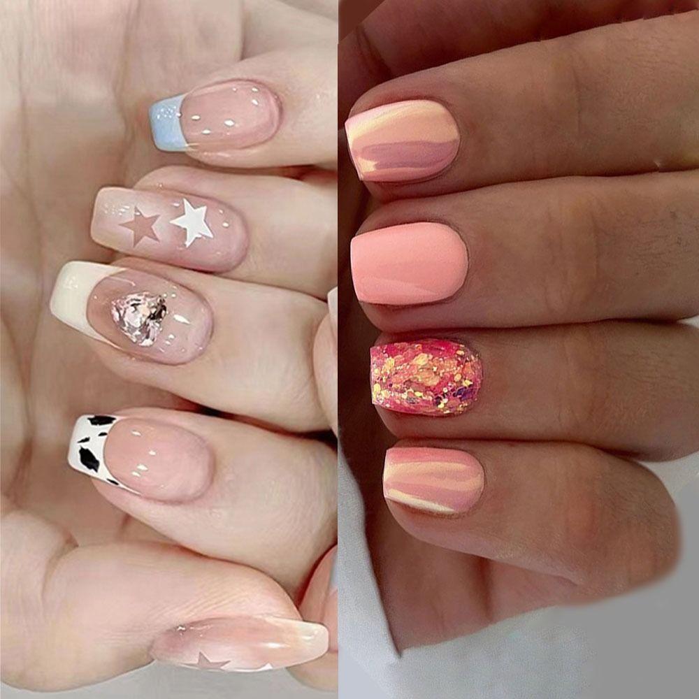 

Glitter Fake Nails French Nail Tips New Press on Nails DIY
