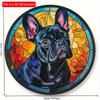 2d Flat 20*20cm, Dog Round Wooden Sign, Animal French Bulldog Wreath Sign, Round Wreath Sign, for Home, Kitchen, Garden, Bedroom, Bar Decoration.