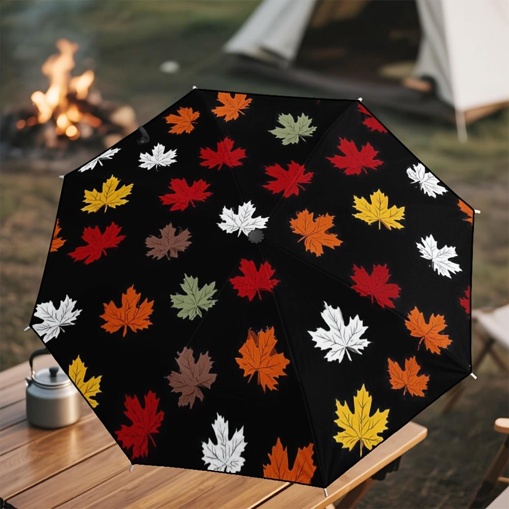 

1pc s Open/Close Umbrella with Auto-Folding Mechanism, 8-Rib Compact Maple Leaf Print (Red/Yellow/Green/White/Black) - Portab Iron&8K