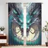 2pcs Vintage Dragon Print Blackout Curtains - Matte Polyester, Rod Pocket Design with Eyelet, Machine Washable, Fashio
