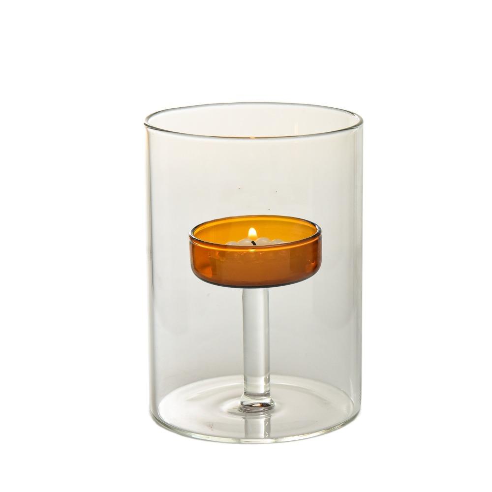 Creative Candlestick Glass Craft Candelabra Tabletop Ornament Candle Stand  Xmas Style 5