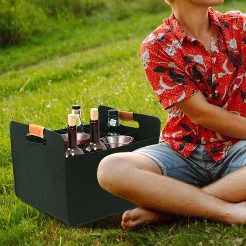 12 Bottle Felt Wine Carrier Tote Reusable Grocery Bags Felt Red Wine Storage Bag For Wine Bottles Liquid Carrier Protector