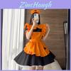 Cute Lolita Pumpkin Maid Halloween Party Costume Dress With Headdress