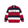 FW21 Polo Clássico Listrado Ombro Caído Manga Comprida Tops Unissex Vermelho Marinho Branco P21ES041