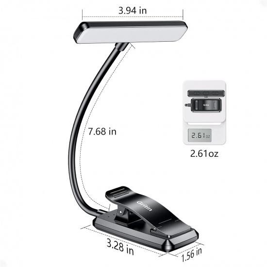 Gritin 19 LED Rechargeable Book Light for Reading in Bed | Eye Caring 3 Color Temps,Stepless Dimming Brightness,Memory Function,90 Hrs Runtime